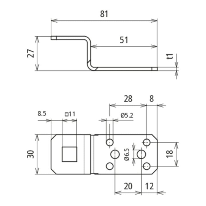 DEHN Bride de raccordement en Z aluminium D11mm ALZFB1111B5265L81AL