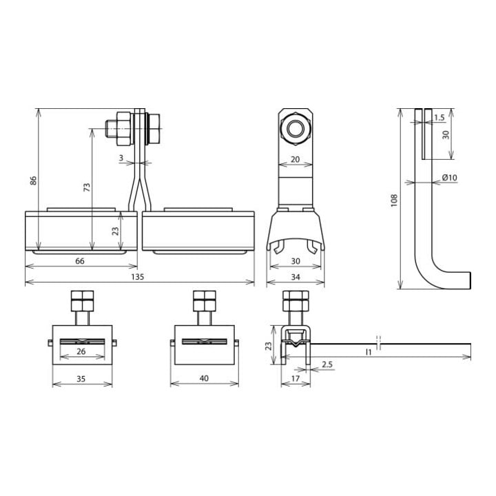 DEHN Collier de fixation Ex D9-300Cu/gal Zn-NIRO EXBRS300
