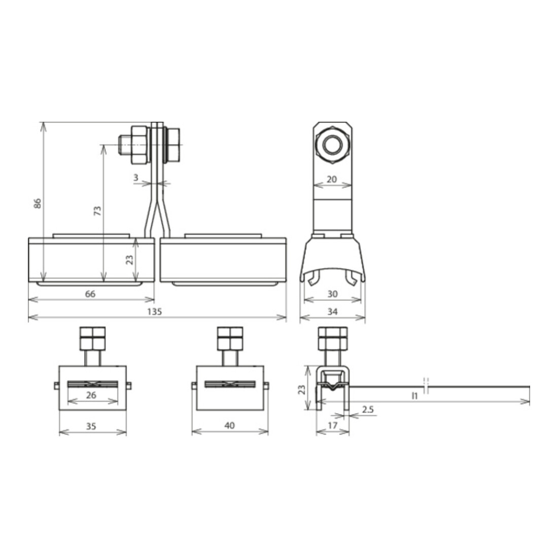DEHN Collier de fixation Ex D9-300Cu/gal Zn-NIRO EXBRS300