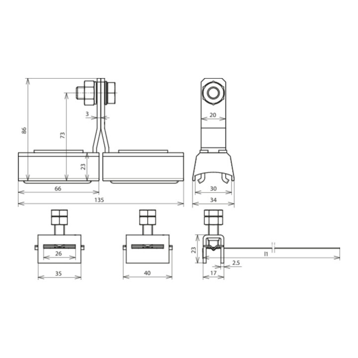DEHN Collier de fixation Ex D9-300Cu/gal Zn-NIRO EXBRS300