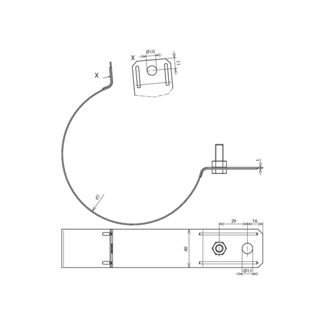 DEHN Collier de gouttière D 100 mm Acier zingué 420 100