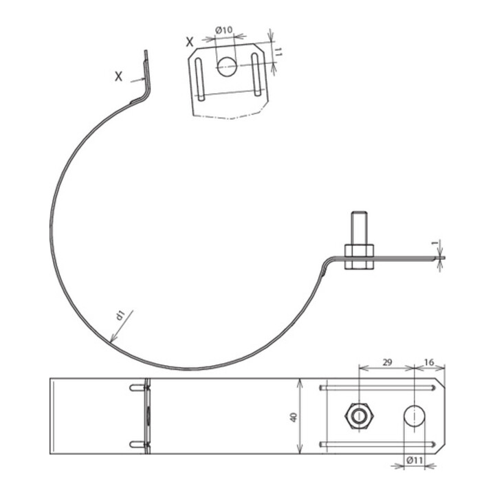 DEHN Collier de gouttière D 100 mm Acier zingué 420 100