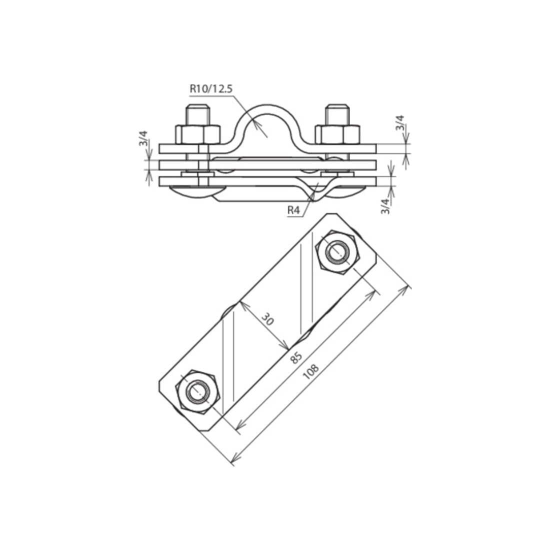DEHN Collier de raccordement TE en acier inoxydable D20mm pour Rd7-10 ASSTE20710FL40V4A