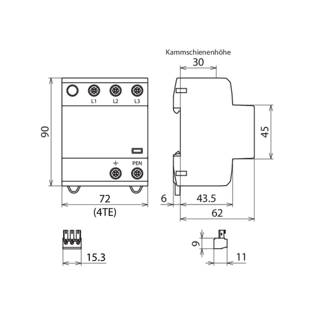 DEHN Combinaison optimisée d’application Type 1+2 systèmes TN-C DSH B TNC 255 FM