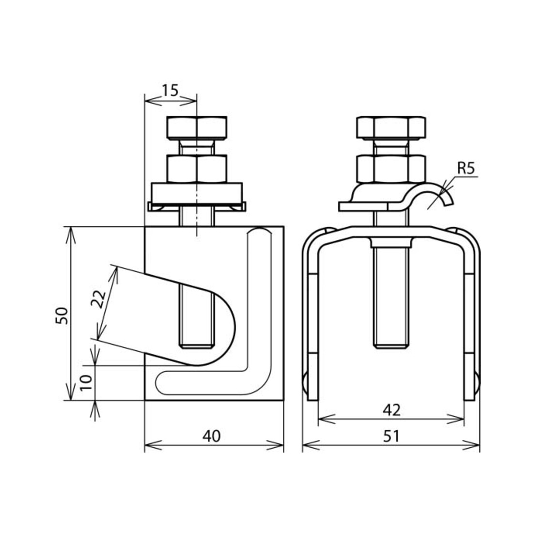 DEHN Connecteur de jonction pour Rd 6-22/Fl 40 mm VK622FL40KB610BSBSTB