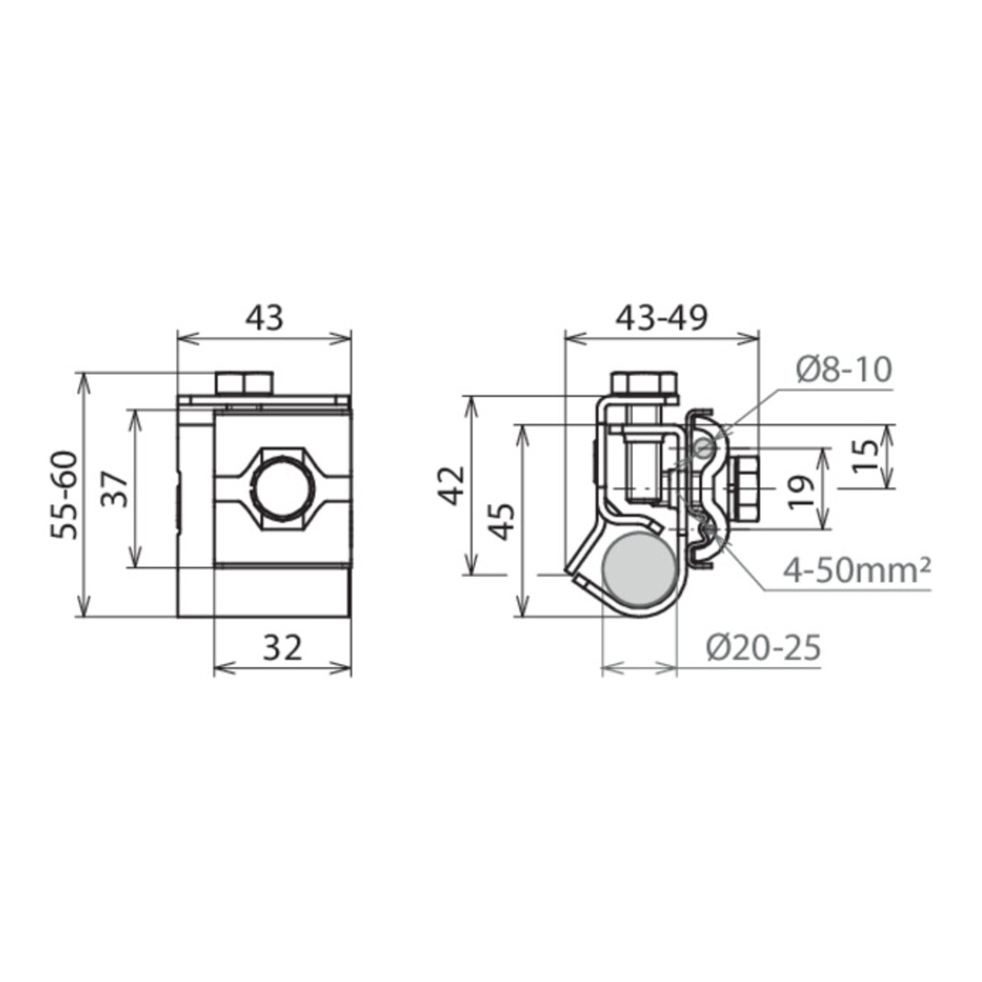 DEHN Connecteur de liaison pour électrode de profondeur AK810AQ450TE2025V4A