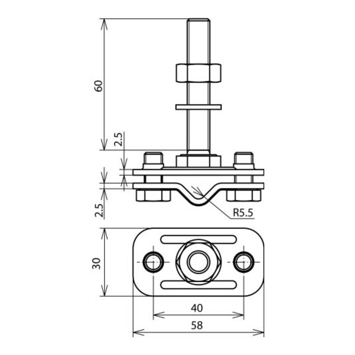 DEHN Connecteur de raccordement NIRO (V4A) M10 pour Rd 8-10/Fl30mm AKZS810FL30GB#478129