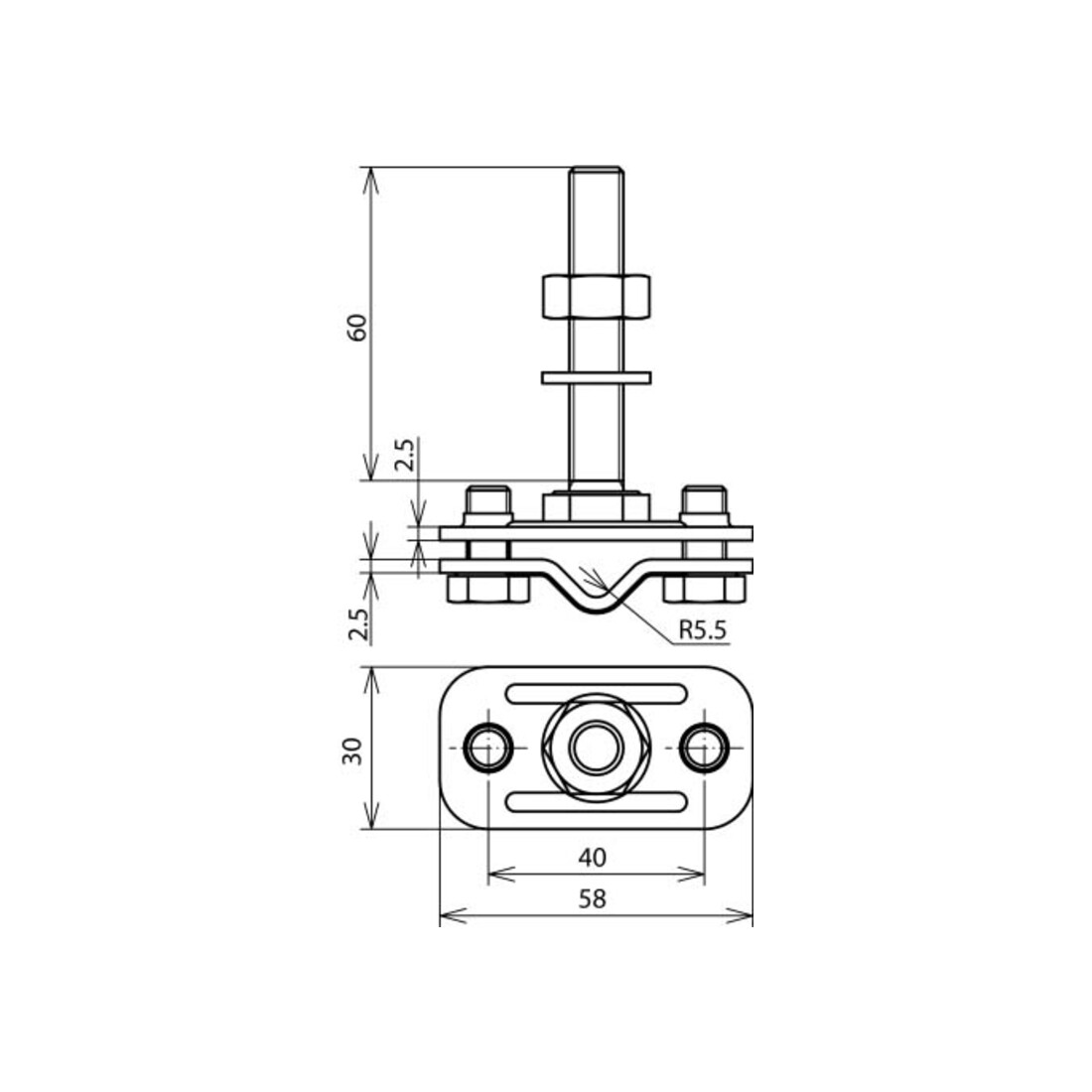 DEHN Connecteur de raccordement NIRO (V4A) M10 pour Rd 8-10/Fl30mm AKZS810FL30GB#478129