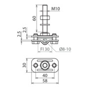 DEHN Connecteur de raccordement NIRO (V4A) M10 pour Rd 8-10/Fl30mm AKZS810FL30GB#478129-5