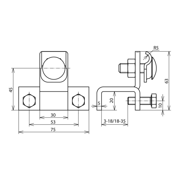 DEHN Connecteur de raccordement St/tZn fraisée pour profilés 3-18 AK610KBSKBF318STTZN