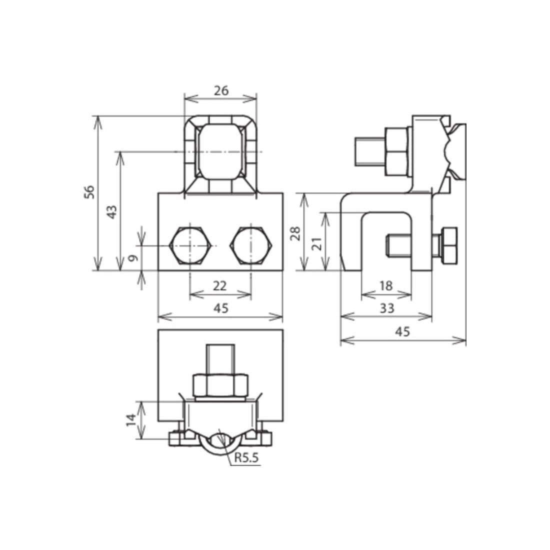 DEHN Connecteur de raccordement TG/tZn Fl 8-18 pour Rd 7-10 370 018