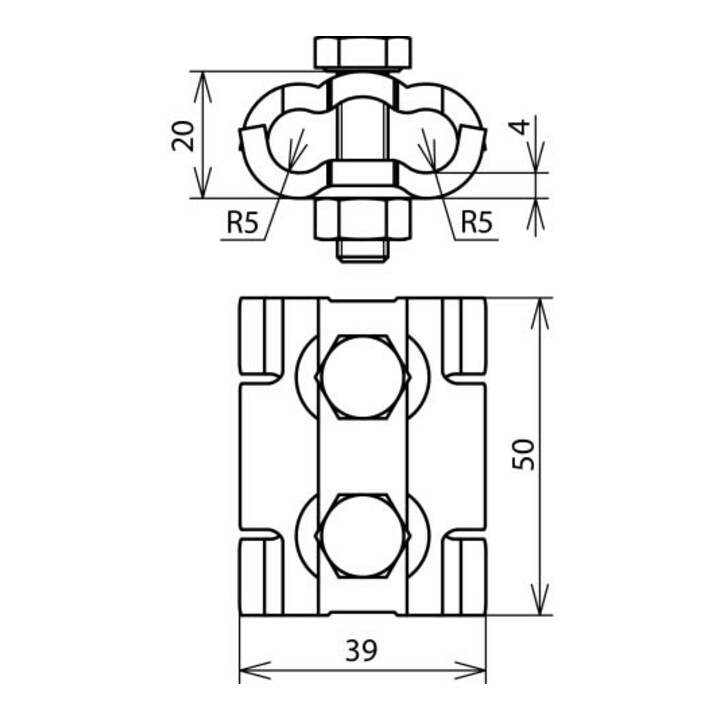 DEHN Connecteur parallèle St/tZn pour Rd 4-10 mm PV 4.10 SKM8X30STTZN