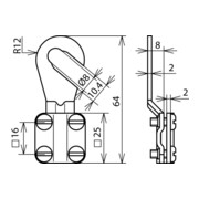 DEHN Cosse de mise à la terre 6-16 (B) ouverte M8/M10 EKSO810AQ616CUGALZN-4