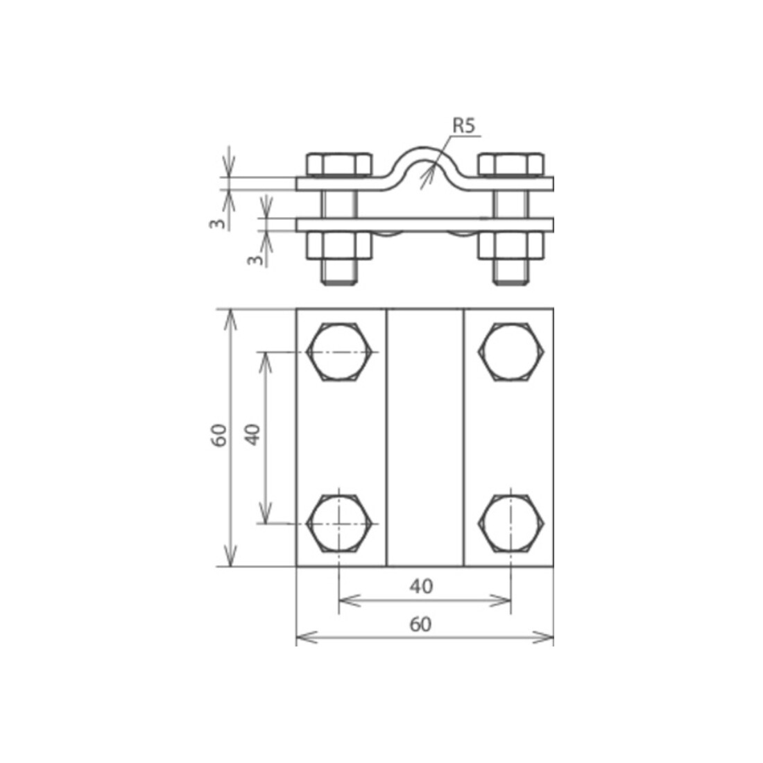 DEHN Croisillon NIRO pour Rd 8-10/Fl 30mm KS 8.10 FL30 V4A