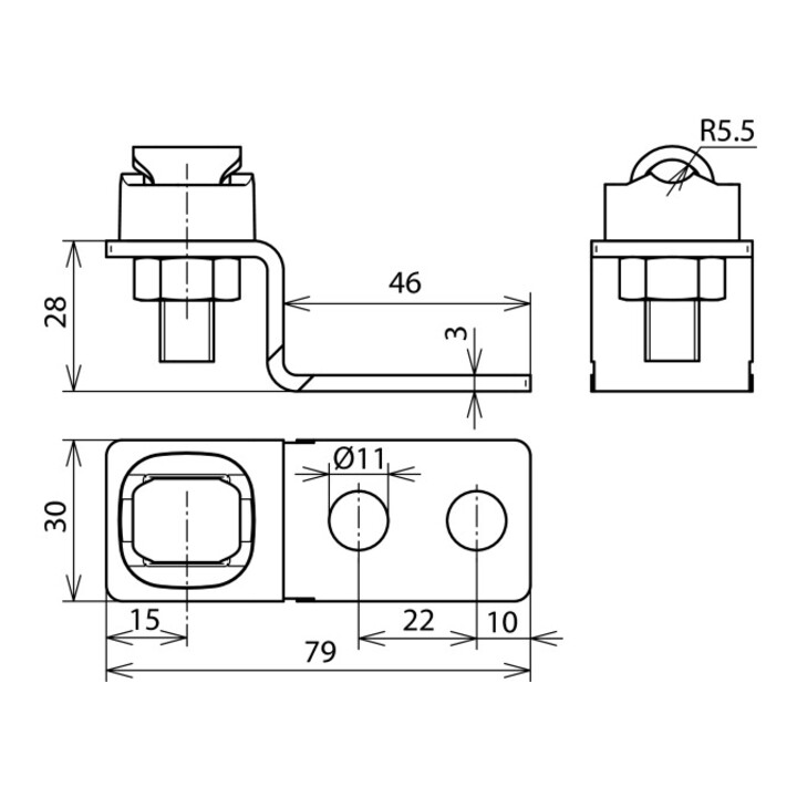 DEHN Embout en Z acier/galvanisé avec 3 trous D11mm ESZF2XB11KSV710STTZN