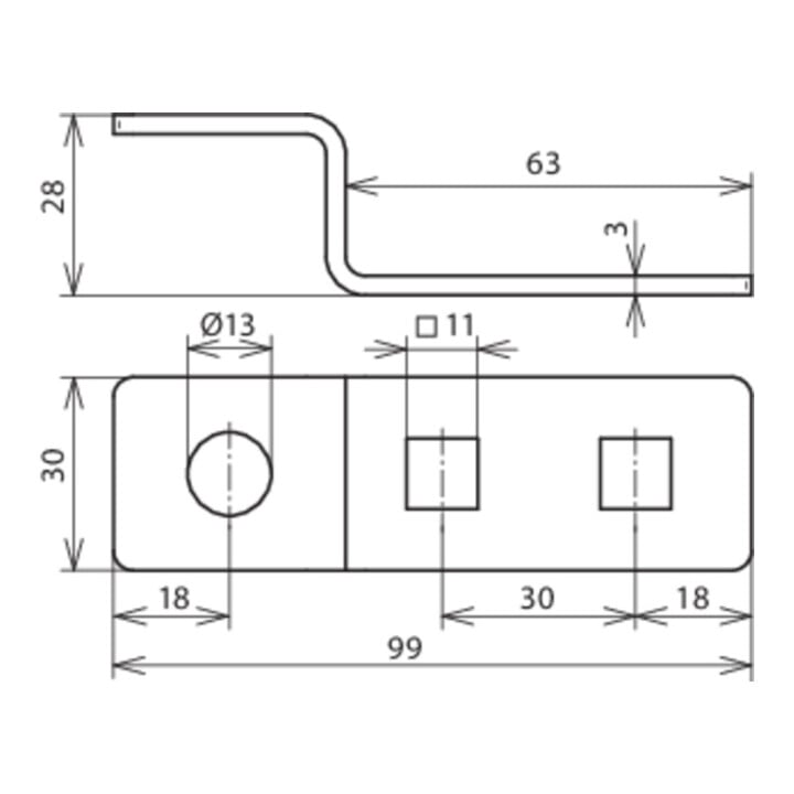 DEHN Embout en Z inox D11 et 1 trou rond D13 ES ZF2X11.111XB13V2A