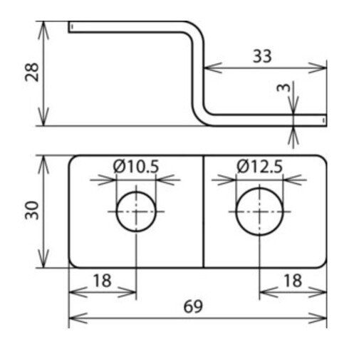 DEHN Endstück Z-Form mit 2 Bohrungen ES ZF 2XB18 V2A