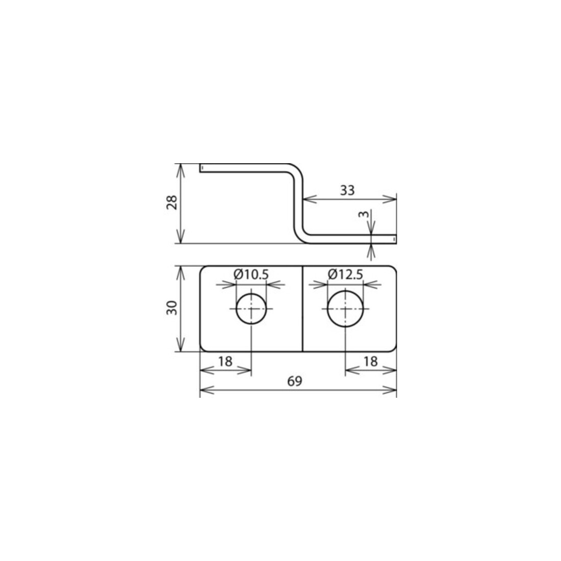 DEHN Endstück Z-Form mit 2 Bohrungen ES ZF 2XB18 V2A