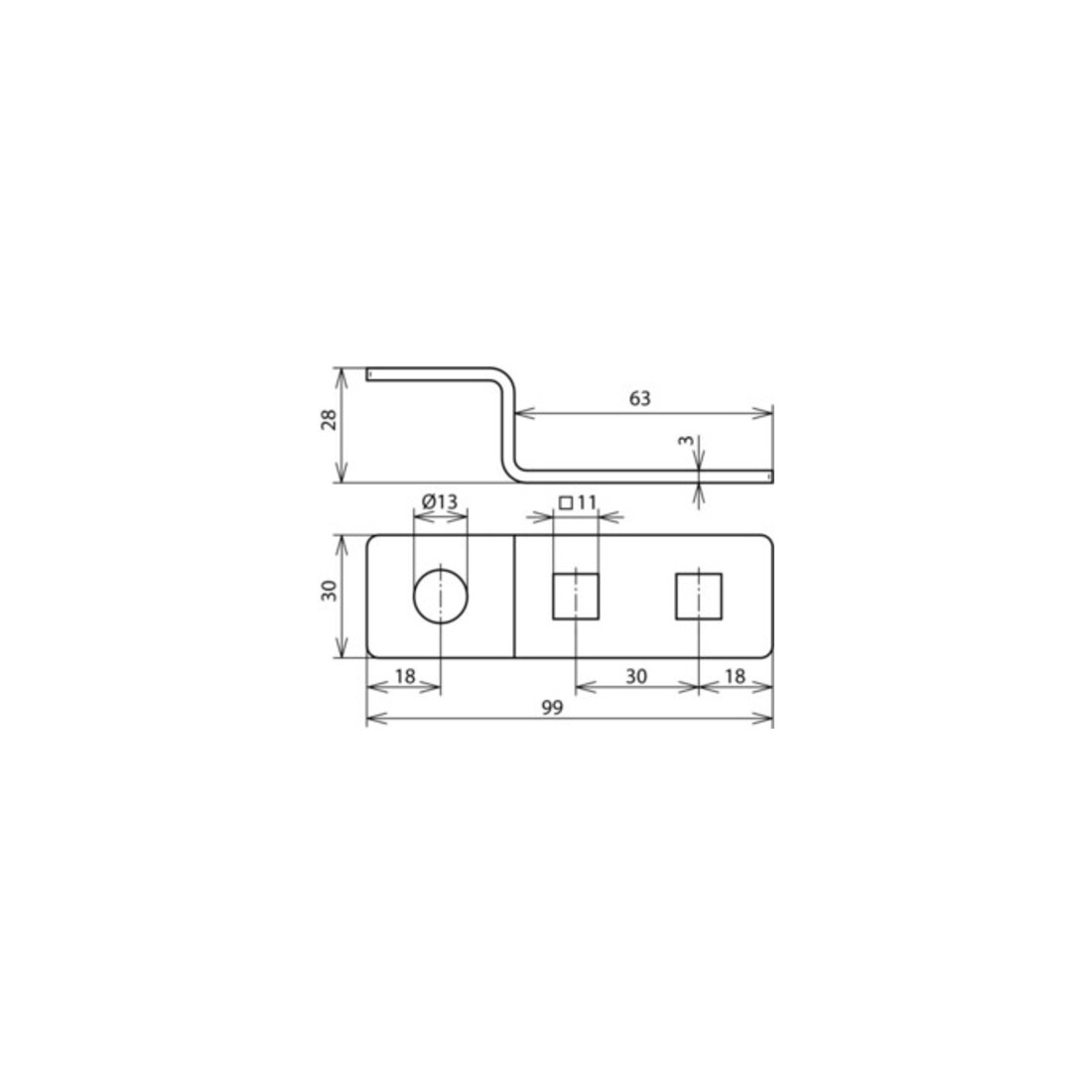 DEHN Endstück Z-Form Niro D11 u.1Rundloch D13 ES ZF2X11.111XB13V2A