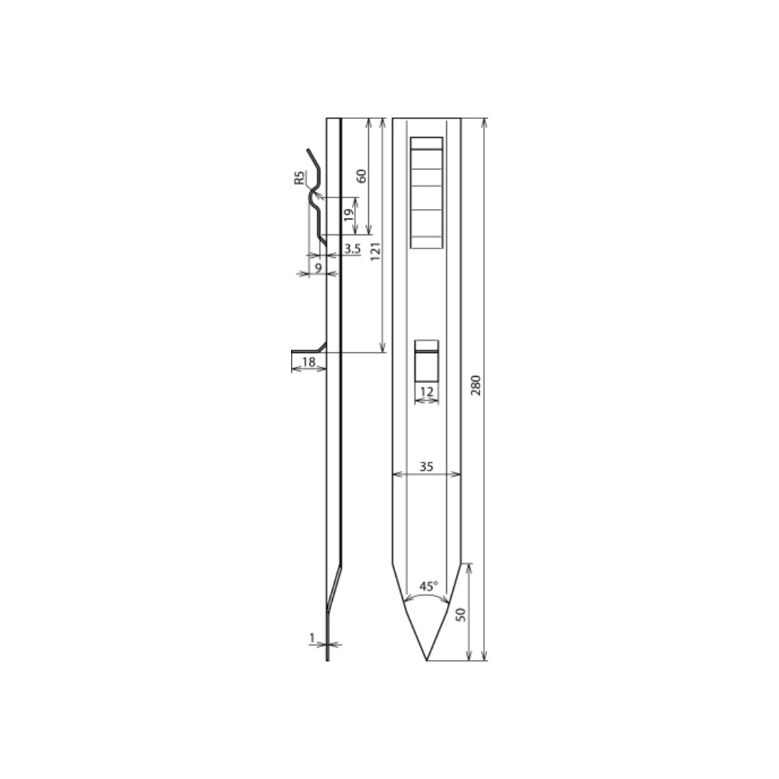 DEHN Entretoise L280mm Acier/galvanisé droit AH FE RF