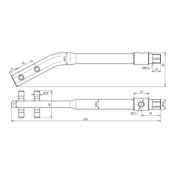 DEHN Équerre de réglage coudée acier/bruni REGK810SW13STBRUE