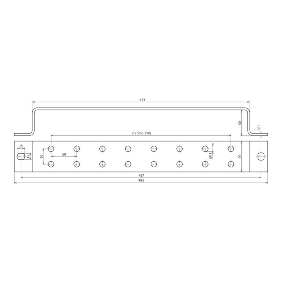 DEHN Erdungsschiene St/tZn f.Pot.ausgl. 2x6 Ans ES 2X6AP 10 ST