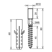 DEHN Kit de fixation 2 vis + chevilles BS M10 PAS-4
