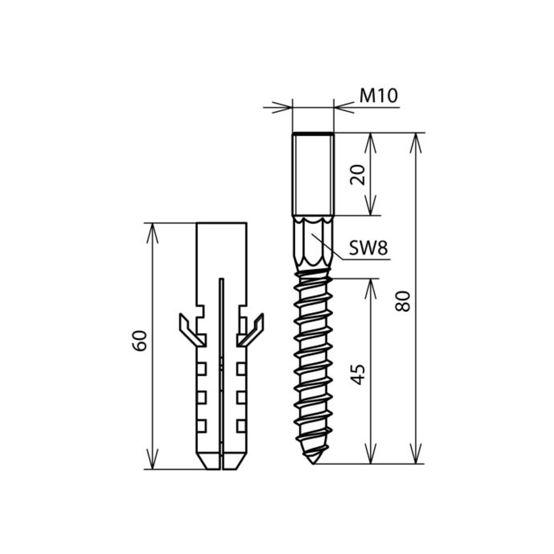 DEHN Kit de fixation 2 vis + chevilles BS M10 PAS