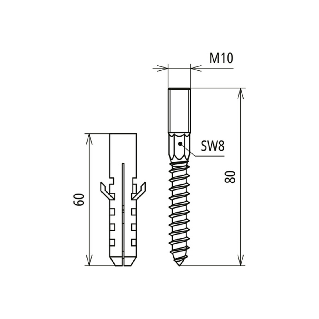 DEHN Kit de fixation 2 vis + chevilles BS M10 PAS