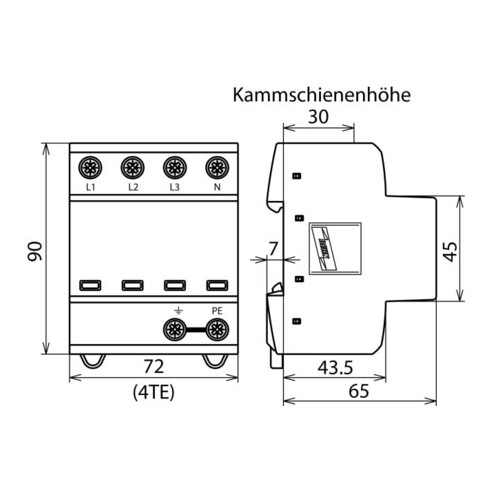 DEHN Kombi-Ableiter TN-S-Systeme DSH TNS 255
