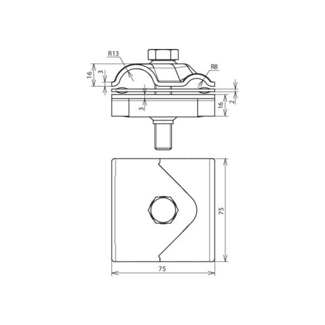 DEHN Maxi-MV-Klemme St/tZn f. Rd 8-16/15-25mm MMVK R16 R25 ST