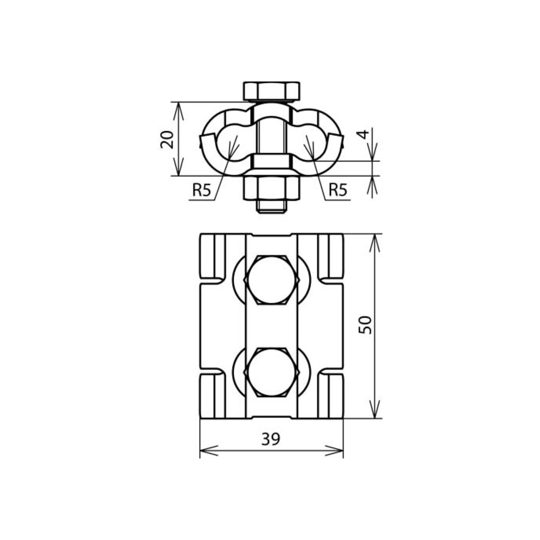 DEHN Parallelverbinder St/tZn f. Rd 4-10mm PV 4.10 SKM8X30STTZN