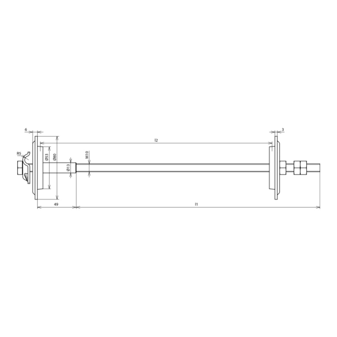 DEHN Passage de terre / mur 300-500 mm M10 inox EWDMVK810M10#478430