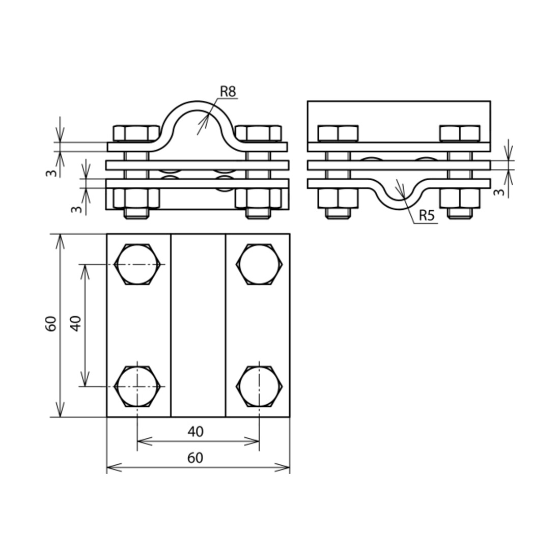 DEHN Pièce croisée St/tZn pour Rd 8-10/16mm KS8.1016FL30ZPSTTZN
