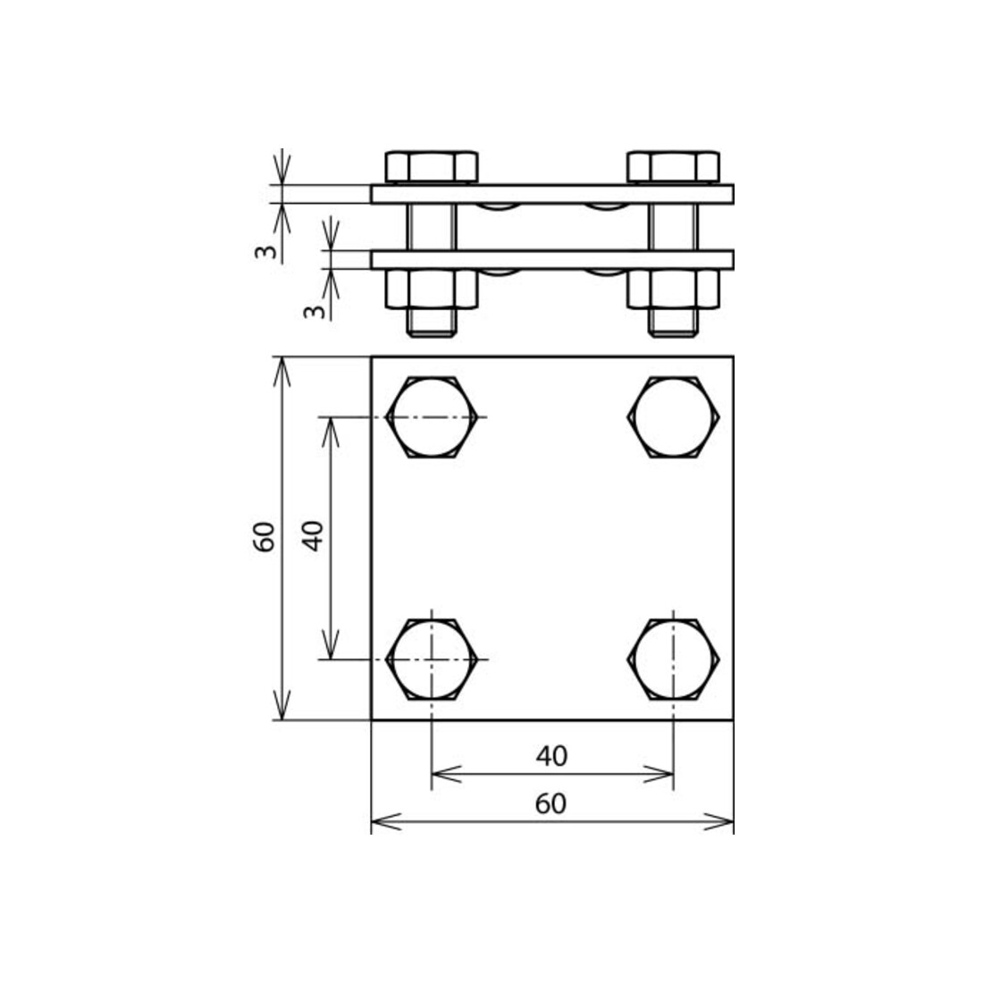 DEHN Pièce en croix NIRO pour Fl 30/30 mm KS FL30 V4A
