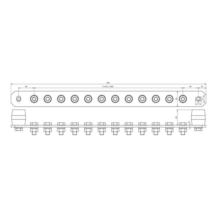DEHN Potentialausgleichschiene o. Abdeckung Cu PAS I 12AP M10