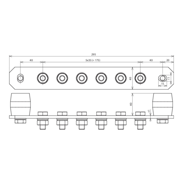 DEHN Potentialausgleichschiene o. Abdeckung CU PAS I 6AP M10