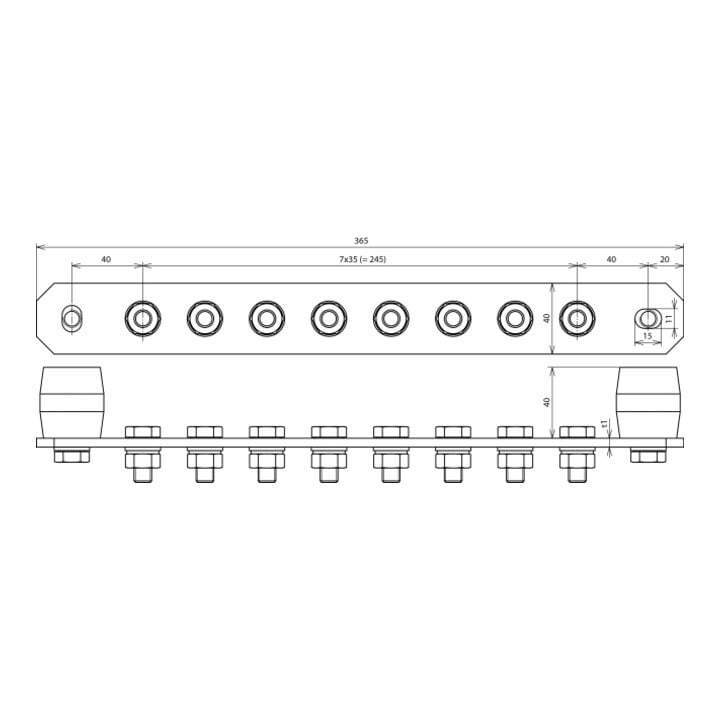 DEHN Potentialausgleichschiene o. Abdeckung NIRO PAS I 8AP M10 V2A
