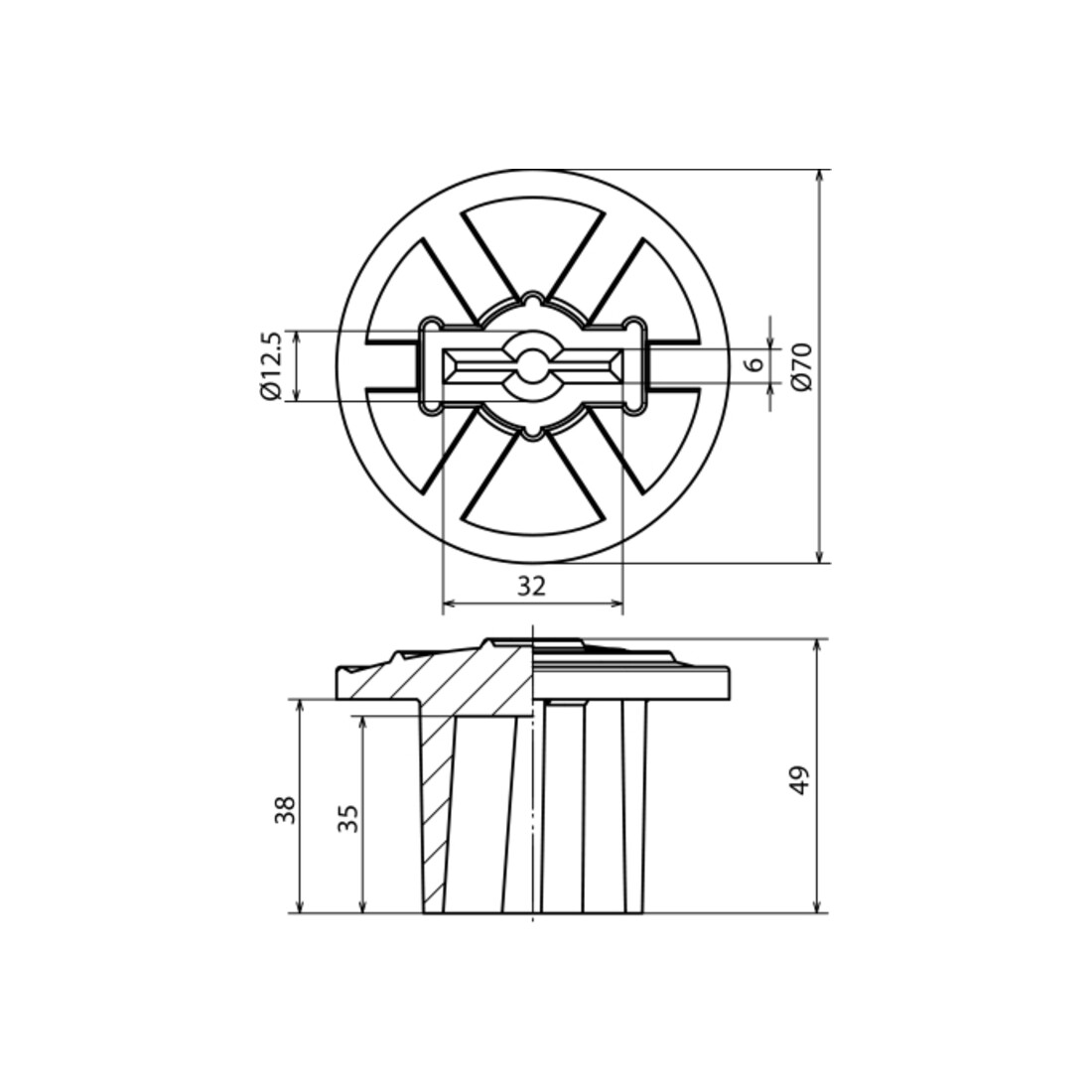 DEHN Schutzkappe PVC Rd 10mm/Fl 30x3, 5mm SKRD10FL30X35GRGEPVC