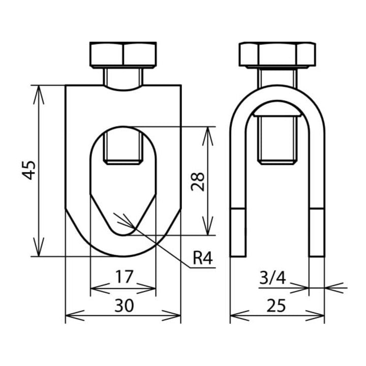 DEHN Serre-câble NIRO pour Rd 8-10/Rd 16mm FSK81016SKM10X25V2A
