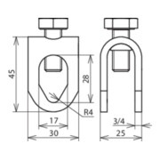 DEHN Serre-câble tige St/tZn pour Rd 8-10/Rd 16 mm FSK81016SKM10X25STTZ-5