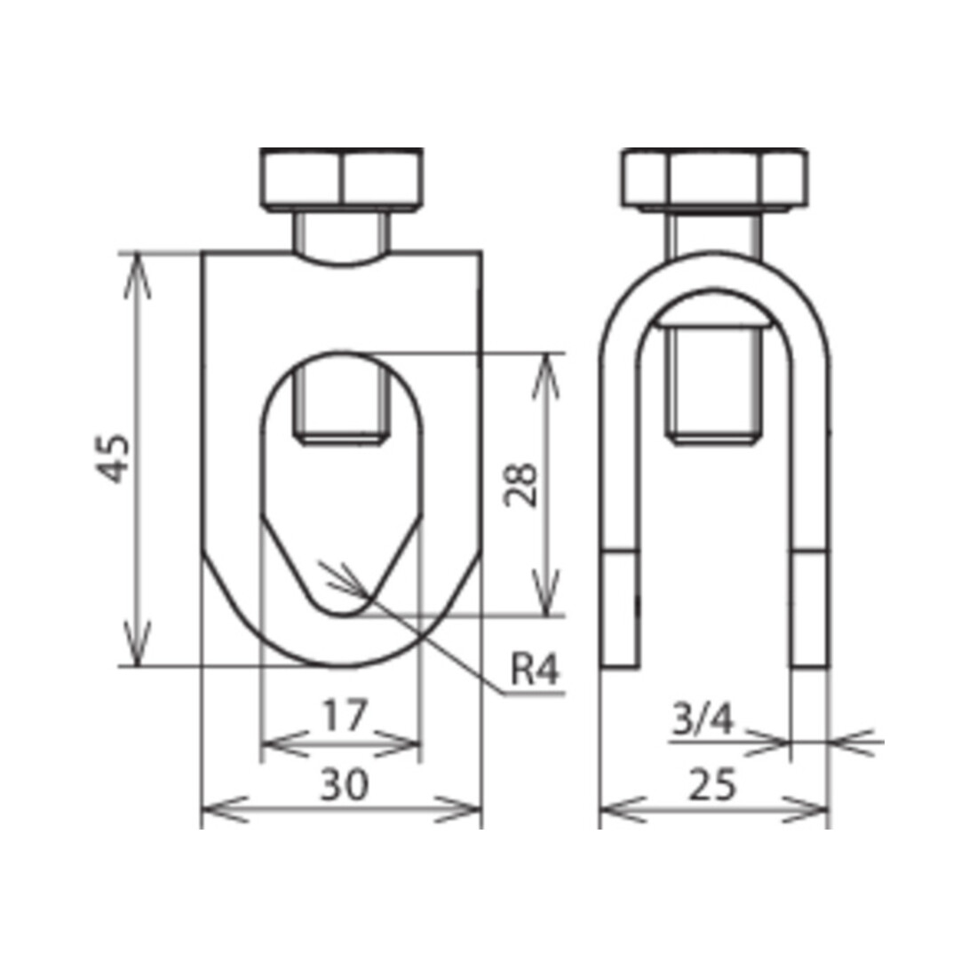 DEHN Serre-câble tige St/tZn pour Rd 8-10/Rd 16 mm FSK81016SKM10X25STTZ