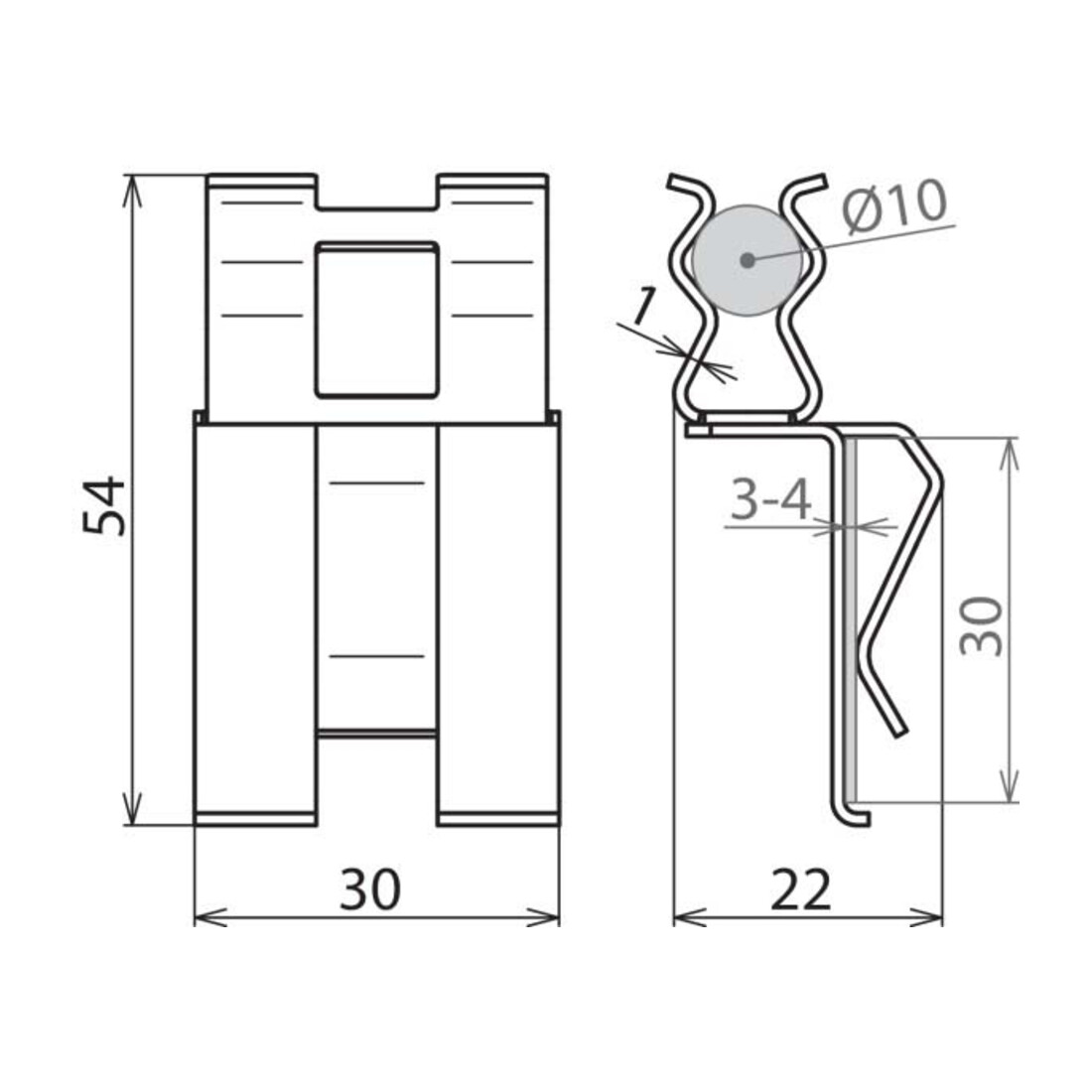 DEHN Serre-joint DEHNclip DC BK 10 FL30STBLANK