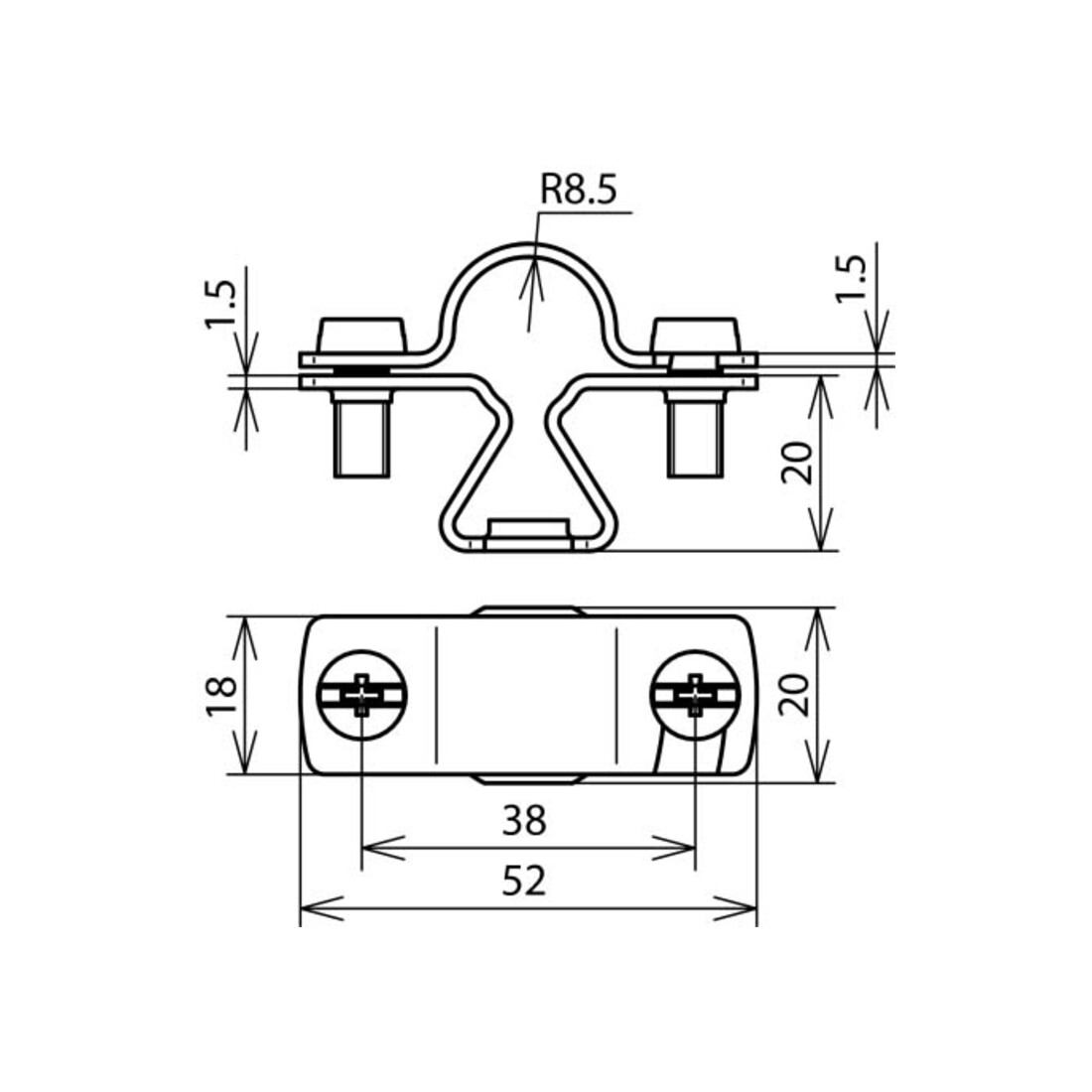 DEHN Stangenhalter NIRO f. Rd 16mm m.M8 LH ZS 16 M8 V2A