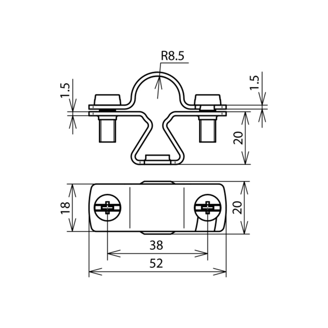 DEHN Support barre NIRO pour Rd 16 mm avec M8 LH ZS 16 M8 V2A