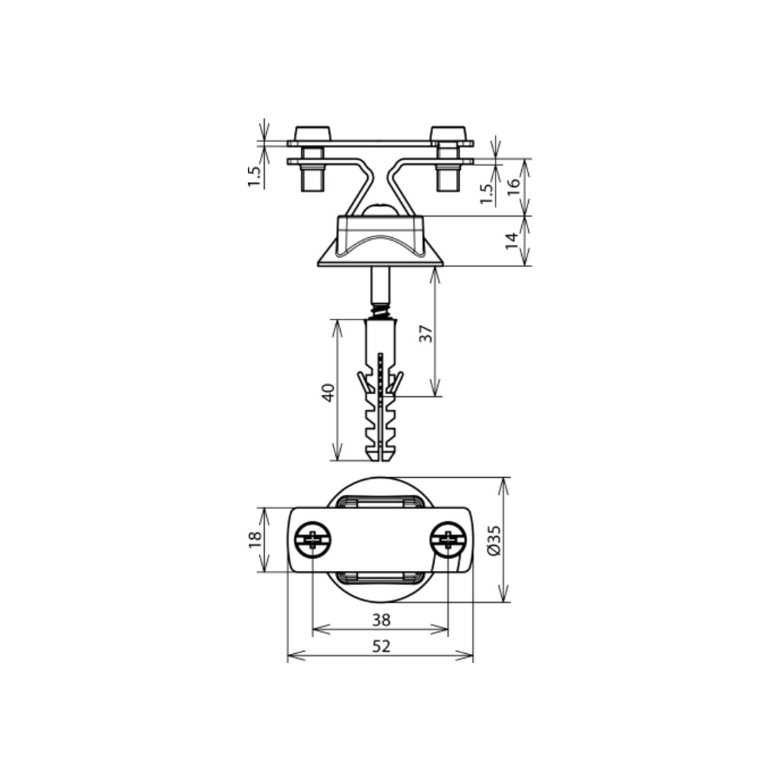 DEHN Support de câble NIRO, FL30/Rd6 mm FBHZS30KSKD8X40V2A