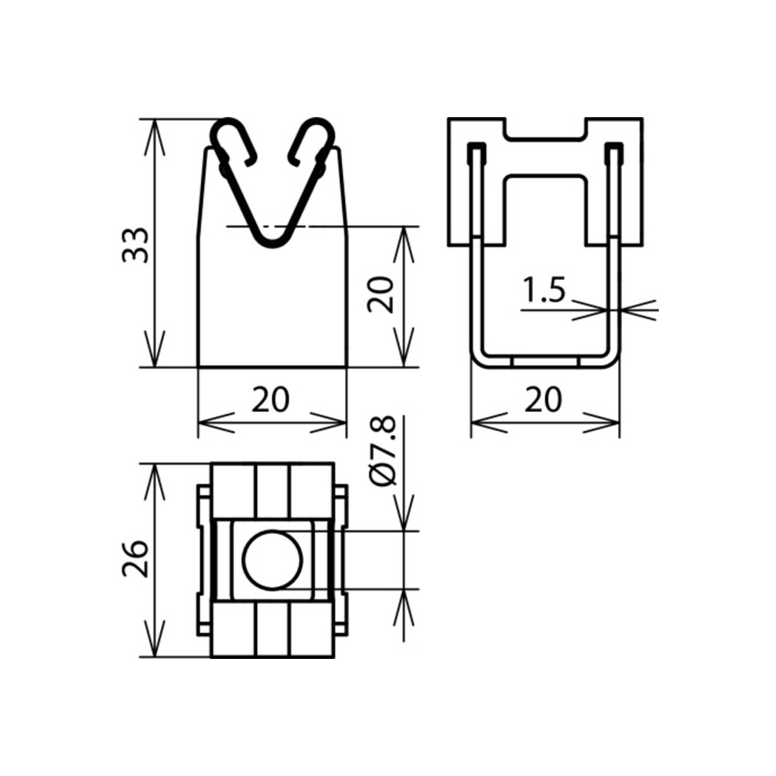 DEHN Support de câble NIRO pour Rd 8 mm H 20 mm LH DG 8 H20 I7,8 V2A