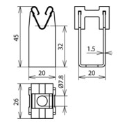 DEHN Support de câble NIRO pour Rd 8 mm H 32 mm LH DG 8 H32 I7,8 V2A-4