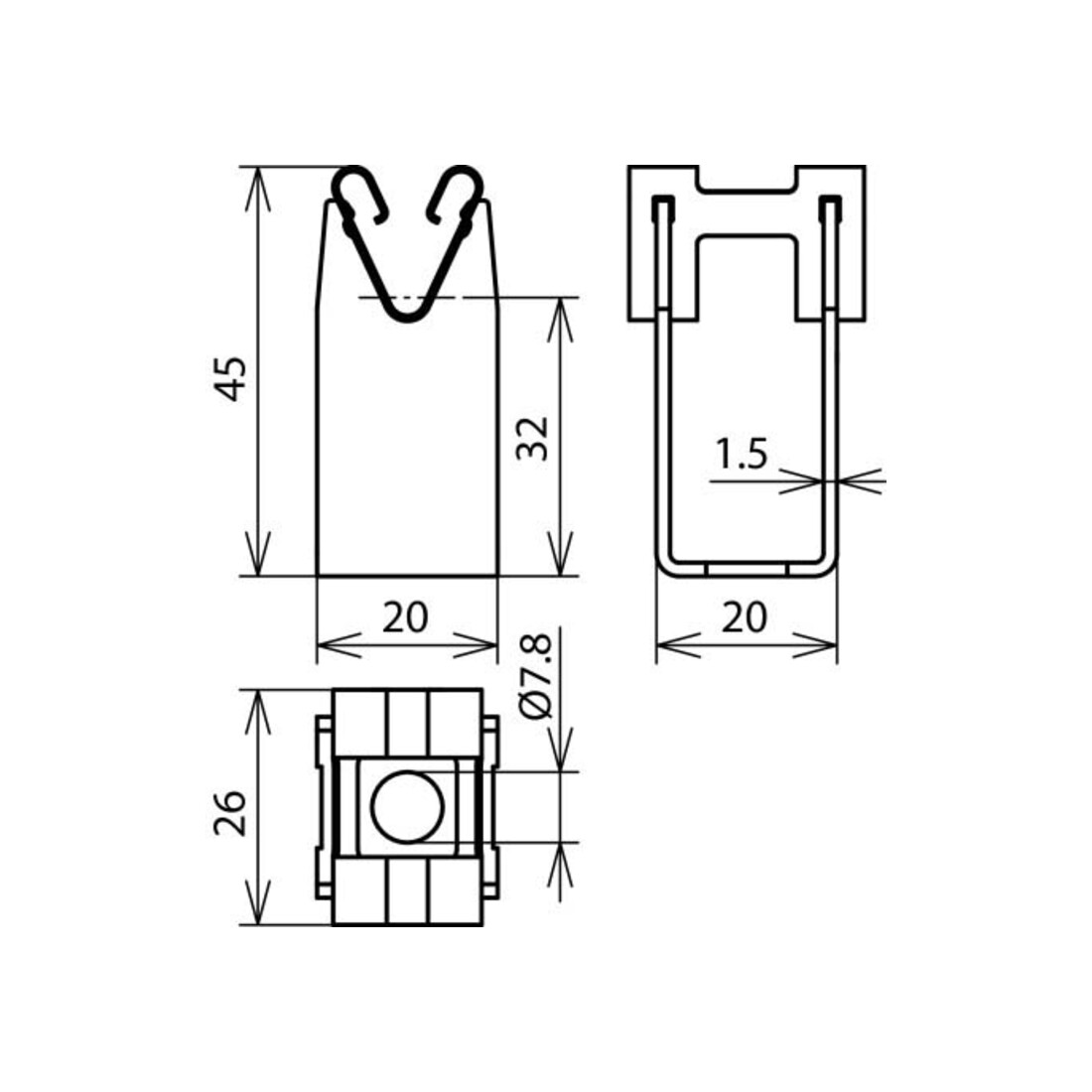 DEHN Support de câble NIRO pour Rd 8 mm H 32 mm LH DG 8 H32 I7,8 V2A