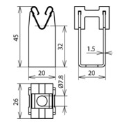 DEHN Support de câble NIRO pour Rd 8 mm H 32 mm LH DG 8 H32 I7,8 V2A-5